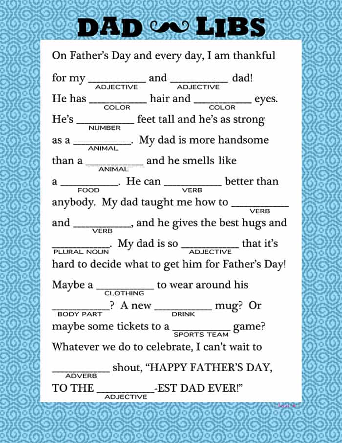 Dad Libs A Free Printable to Celebrate Father’s Day!