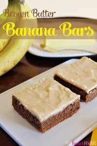 Brown Butter Banana Bars ~ with a brown butter frosting and brown butter graham cracker crust | {Five Heart Home}