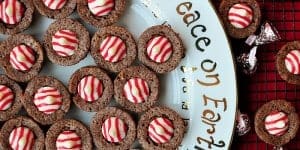 Candy Cane Kiss Brownie Bites ~ perfect for your holiday cookie platter! | {Five Heart Home for Love Grows Wild}
