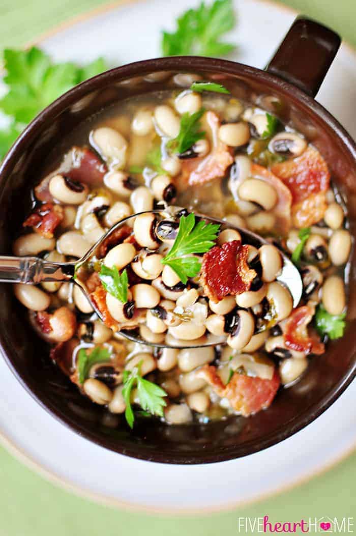 Black-Eyed Peas with Bacon ~ For Luck on New Year’s Day!