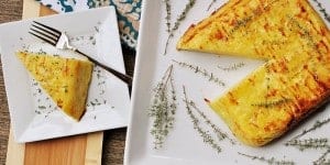 Scalloped Potato Flan with Gruyère and Garlic ~ served overturned and sliced for an elegant presentation | {Five Heart Home}