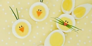 Hard-Boiled Egg Chicks & Bunnies ~ a cute way to use up those extra Easter eggs! | FiveHeartHome.com