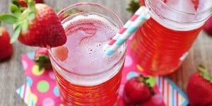 Homemade Strawberry Syrup for Strawberry Soda ~ easy, 3-ingredient syrup can also be used in cocktails or drizzled over ice cream, pound cake, waffles, etc. | FiveHeartHome.com
