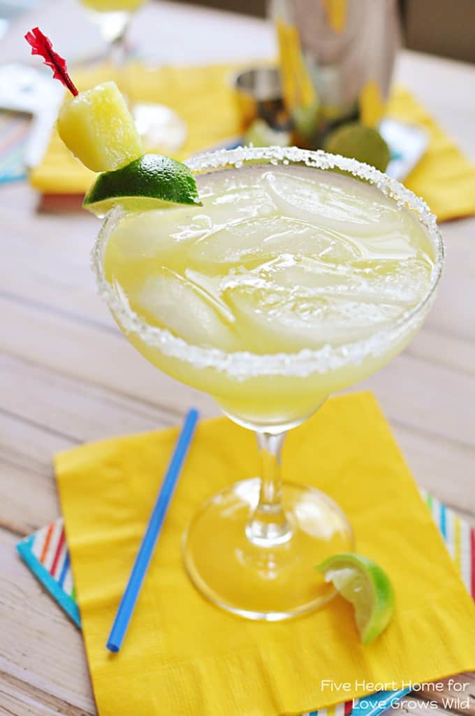 Fresh Pineapple Margaritas made with fresh lime juice and pineapple purée! | LoveGrowsWild.com