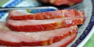 Slow Cooker Brown Sugar Ham ~ an effortless way to cook your Easter ham with a glaze of pineapple juice, brown sugar, balsamic vinegar, Dijon, and honey | FiveHeartHome.com