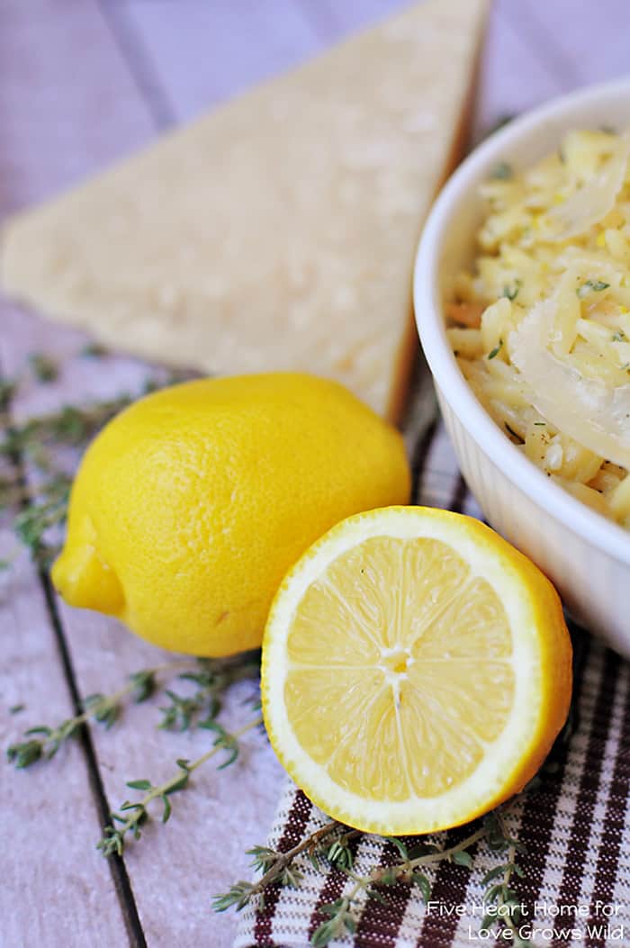 Parmesan Orzo with Lemon and Thyme - a perfect summer side dish! | LoveGrowsWild.com