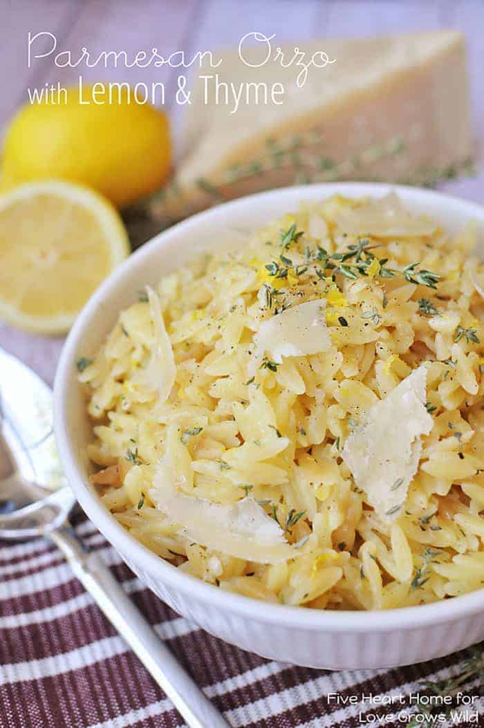 Parmesan Orzo with Lemon and Thyme - a perfect summer side dish! | LoveGrowsWild.com