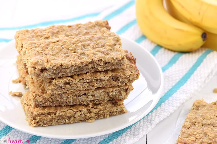 Soft Baked Banana Oatmeal Bars Fivehearthome