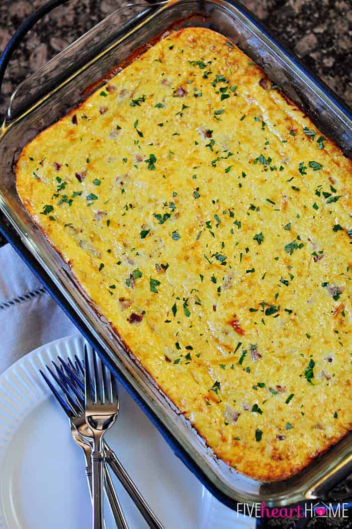 Cheesy Ham & Grits Breakfast Casserole