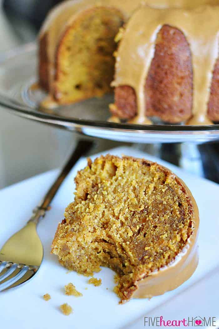 Pumpkin Bundt Cake slice on a plate