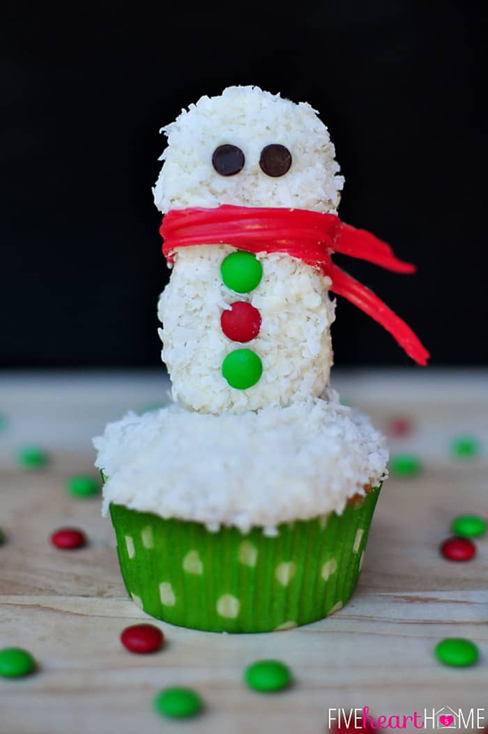 Christmas Cupcake Toppers Using Nutter Butters (Snowman, Reindeer, and Santa) | {Five Heart Home}