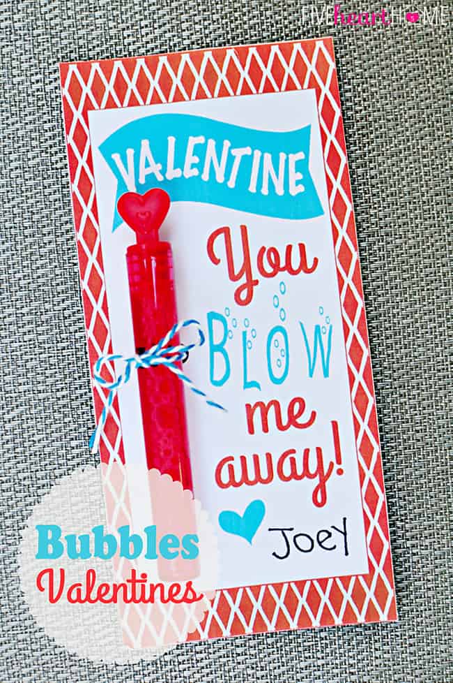 Bubbles Valentines Free Printable ~ Valentine, You Blow Me Away! | FiveHeartHome.com