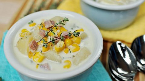 Slow Cooker Corn Potato Chowder With Ham Fivehearthome