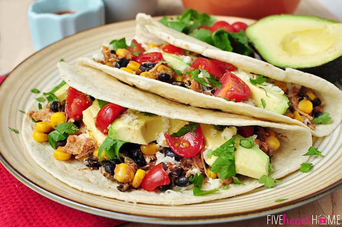 Slow Cooker Chicken Black Bean Tacos Fivehearthome