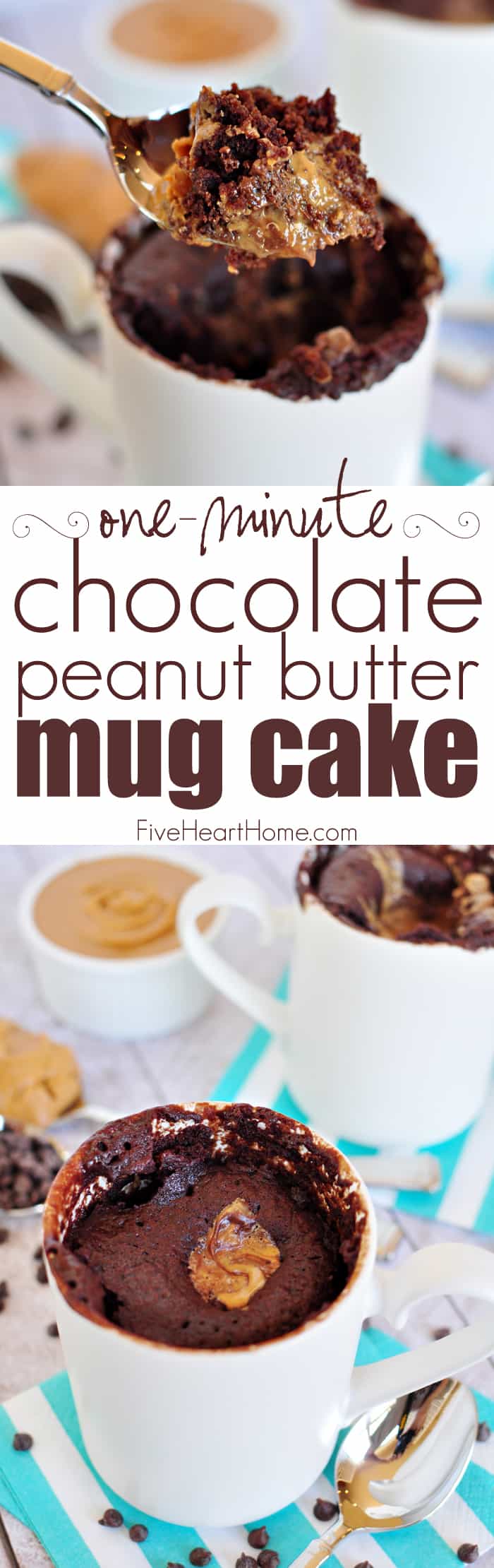 Chocolate Peanut Butter Mug Cake • FIVEheartHOME