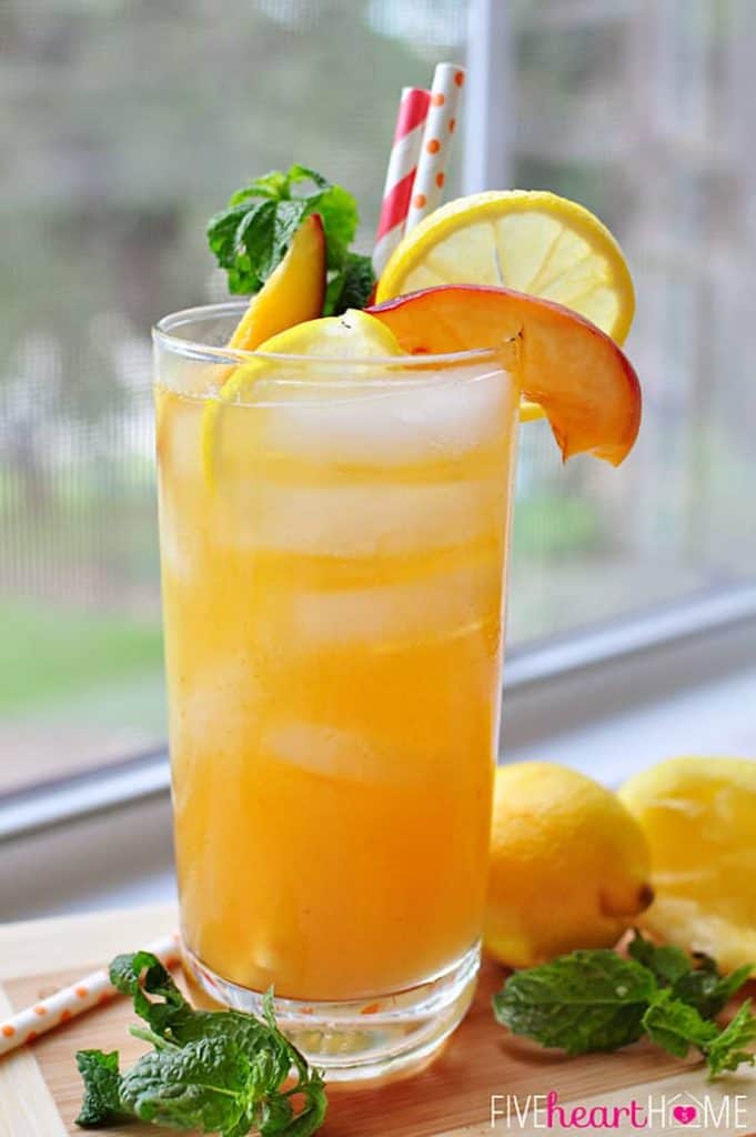 Minty Peach Lemonade ~ Delicious + Refreshing! • FIVEheartHOME