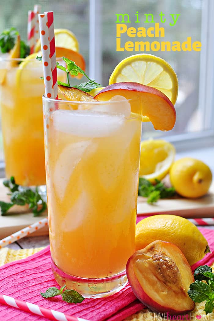 Minty Peach Lemonade ~ Delicious + Refreshing! • FIVEheartHOME