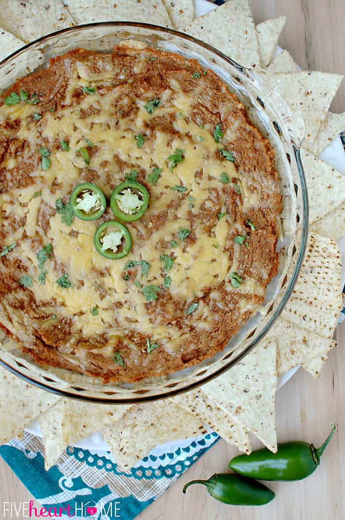 Warm  Cheesy Bean Dip • FIVEheartHOME