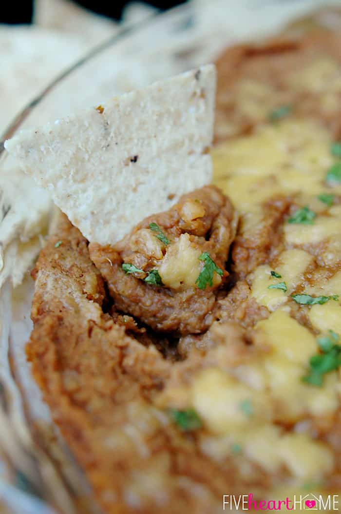 Warm  Cheesy Bean Dip  FIVEheartHOME