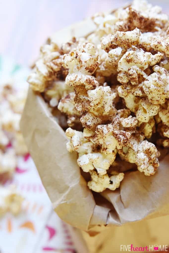 Brown Butter Cinnamon Sugar Popcorn • FIVEheartHOME