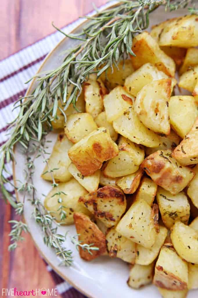 Garlic & Herb Roasted Potatoes • FIVEheartHOME