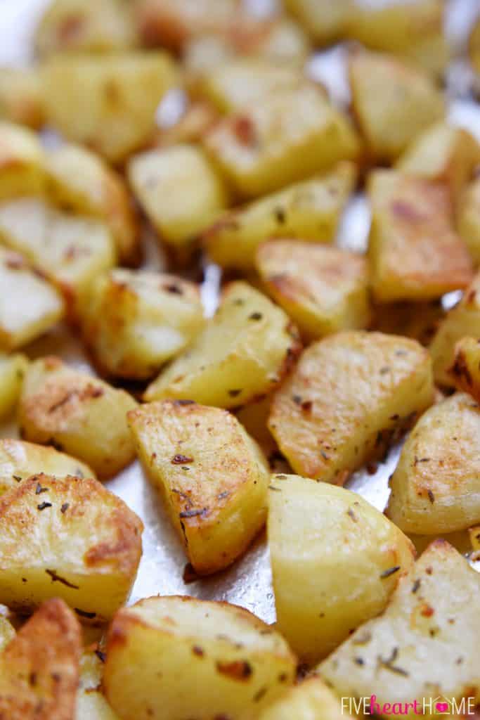 Garlic & Herb Roasted Potatoes • FIVEheartHOME