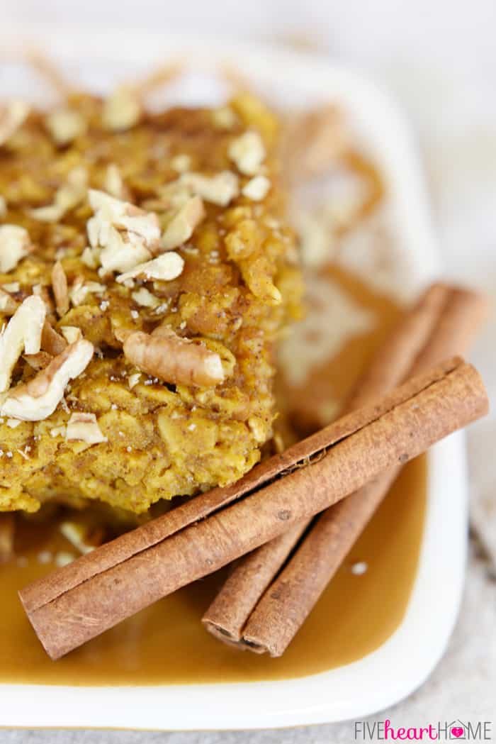 Pumpkin Baked Oatmeal with Maple & Pecans {Dairy-Free}