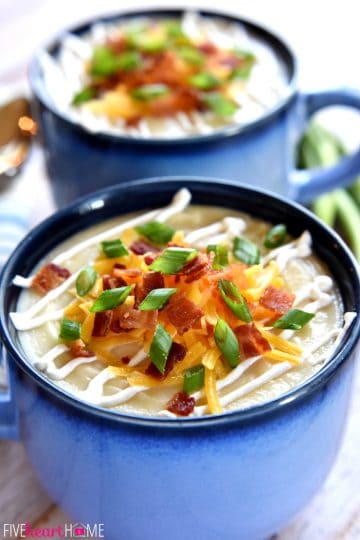 The BEST Slow Cooker Loaded Baked Potato Soup • FIVEheartHOME