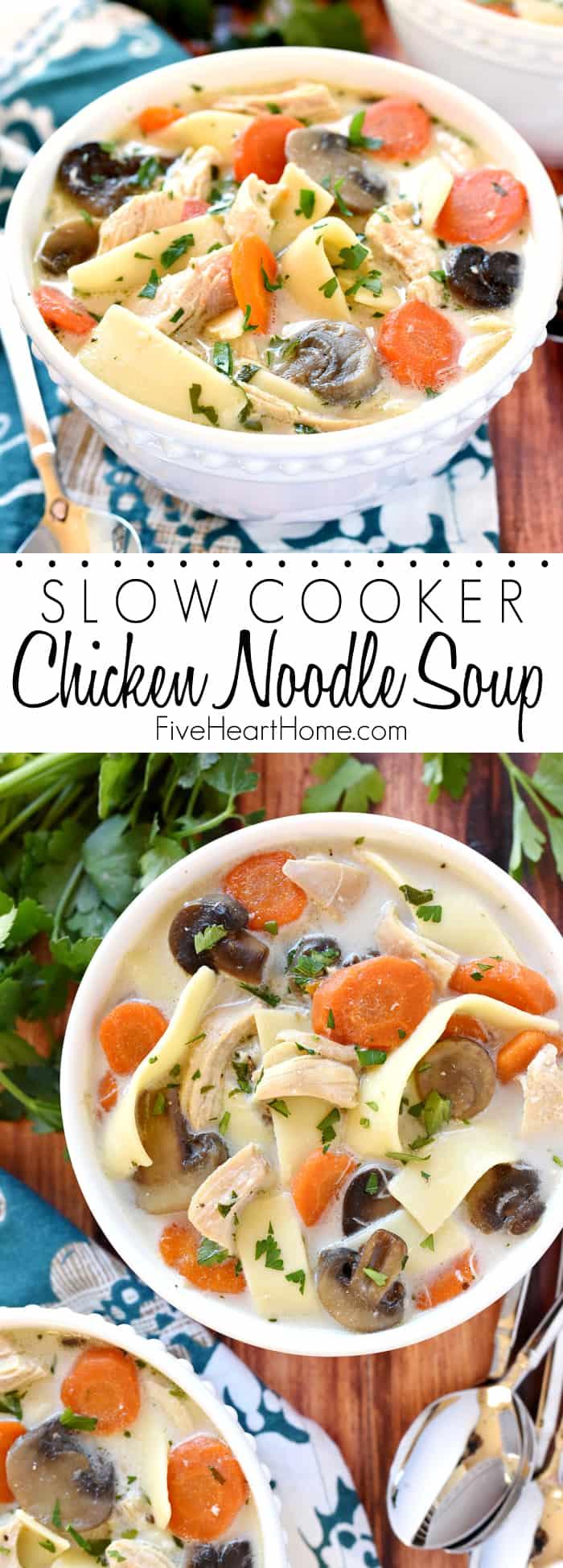 The *BEST* Slow Cooker Chicken Noodle Soup • FIVEheartHOME