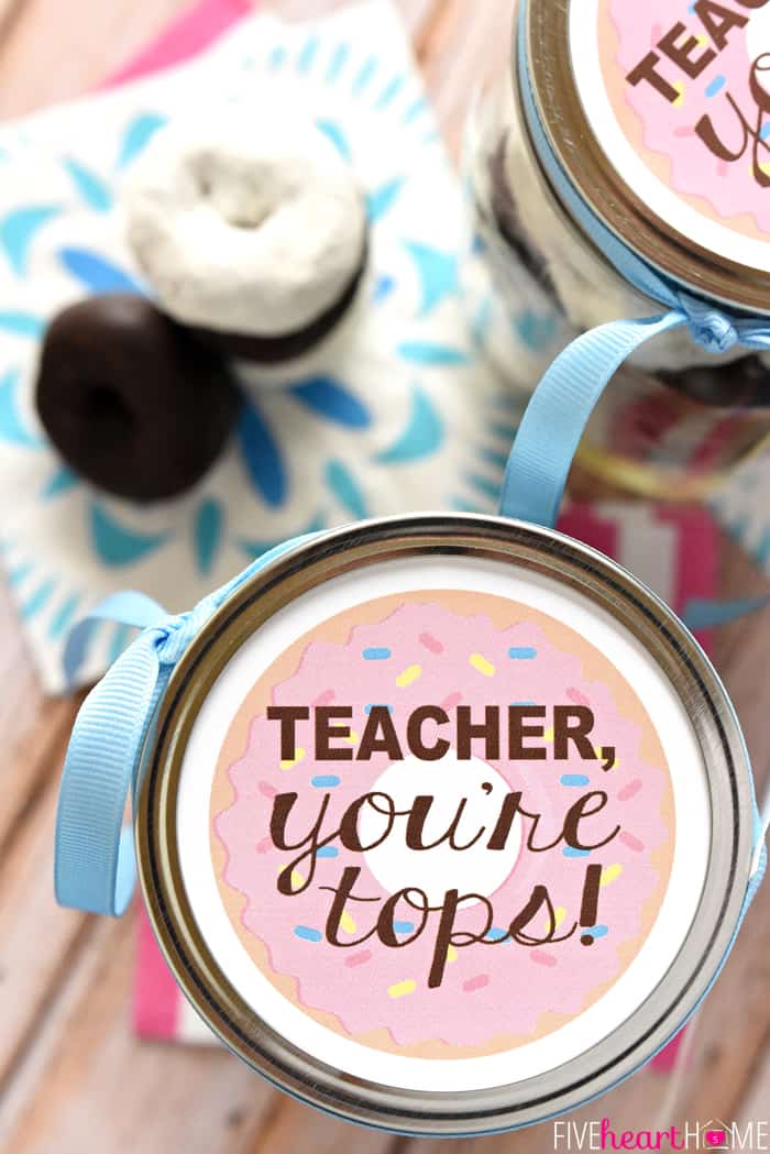 Teacher Appreciation ~ Donuts & Coffee Mason Jar Gift ~ Free Printables!