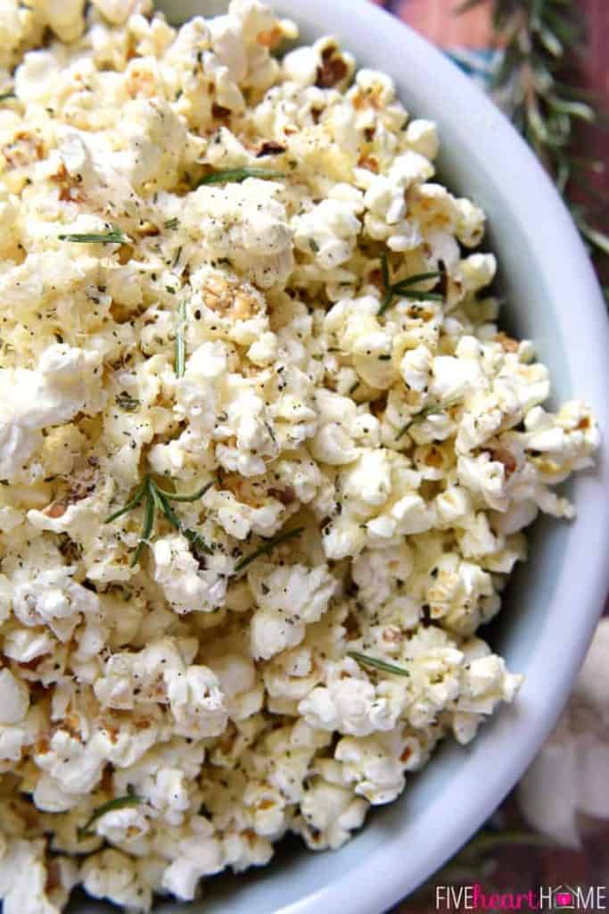 Rosemary Parmesan Popcorn • FIVEheartHOME