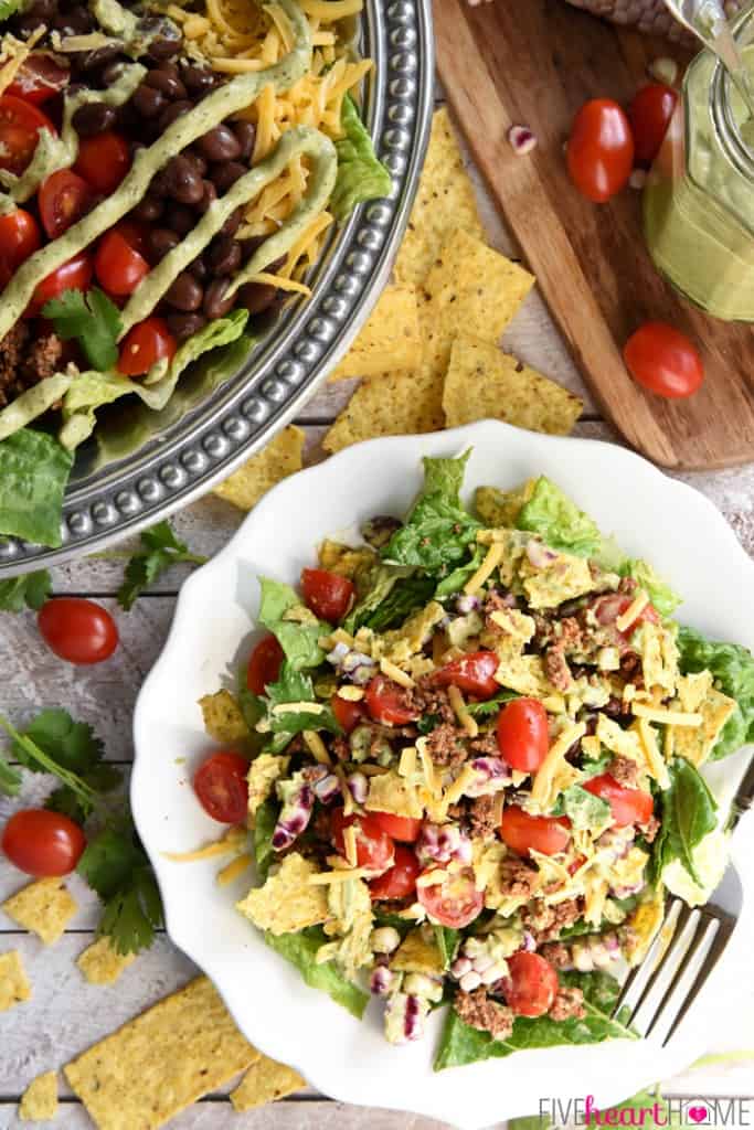 Ultimate Taco Salad with Avocado Ranch Dressing • FIVEheartHOME
