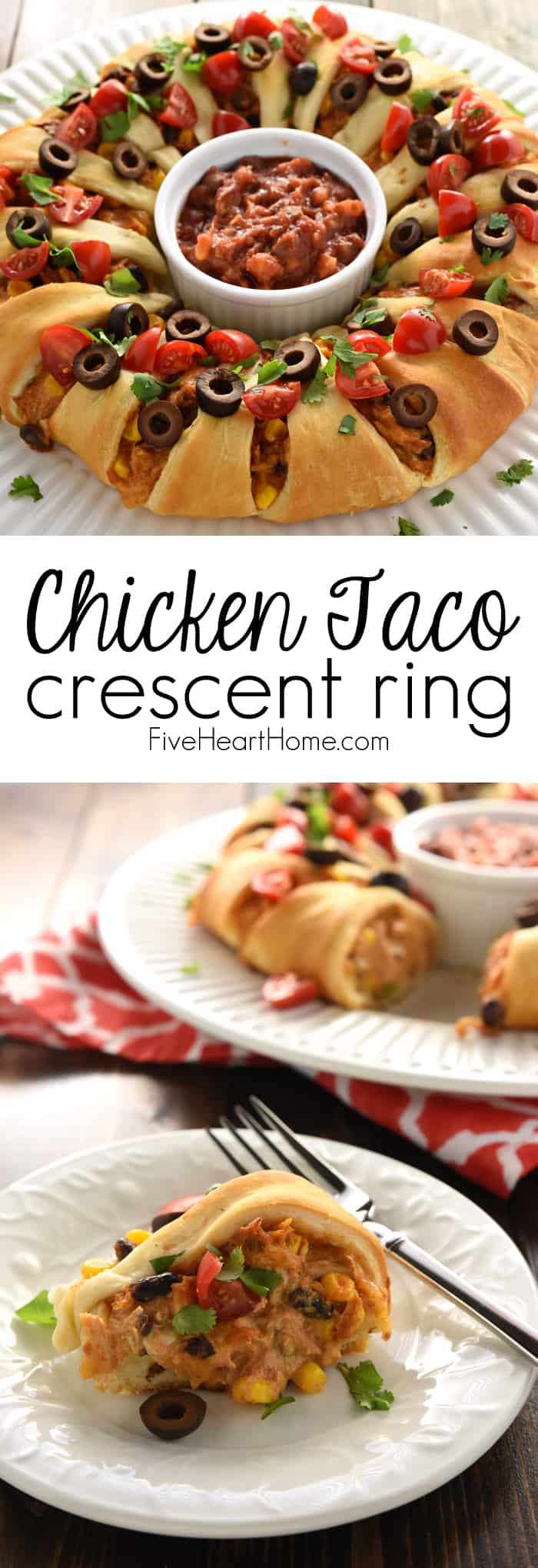 Chicken (or Leftover Turkey!) Taco Crescent Ring • FIVEheartHOME