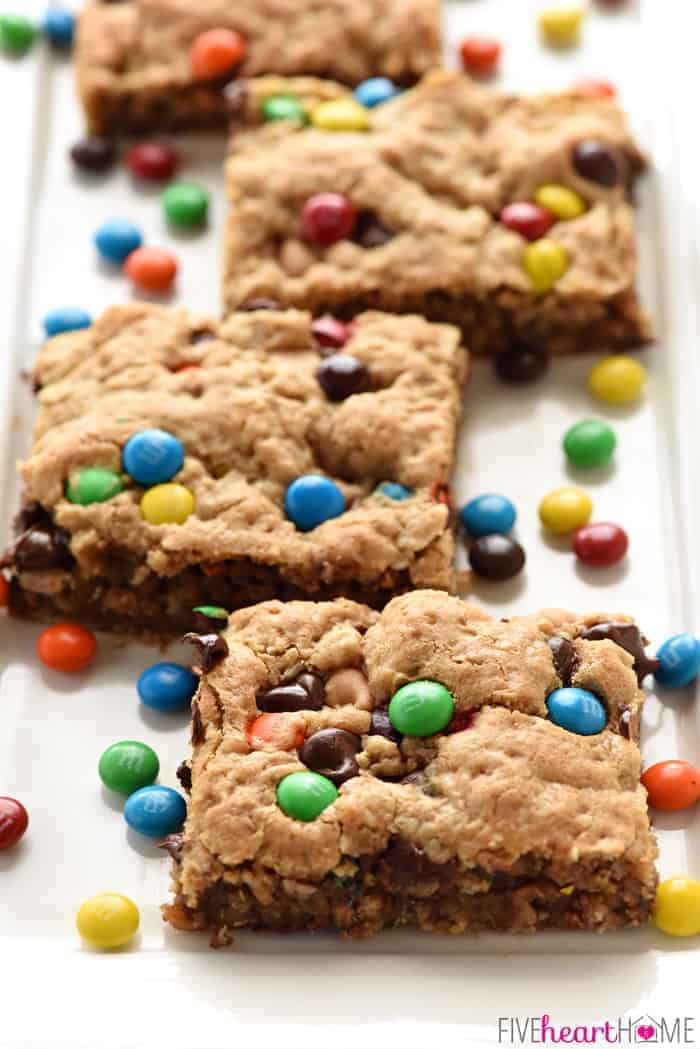 M&M's® Crispy Double Chocolate Peanut Butter Chip Cookie Bars - A