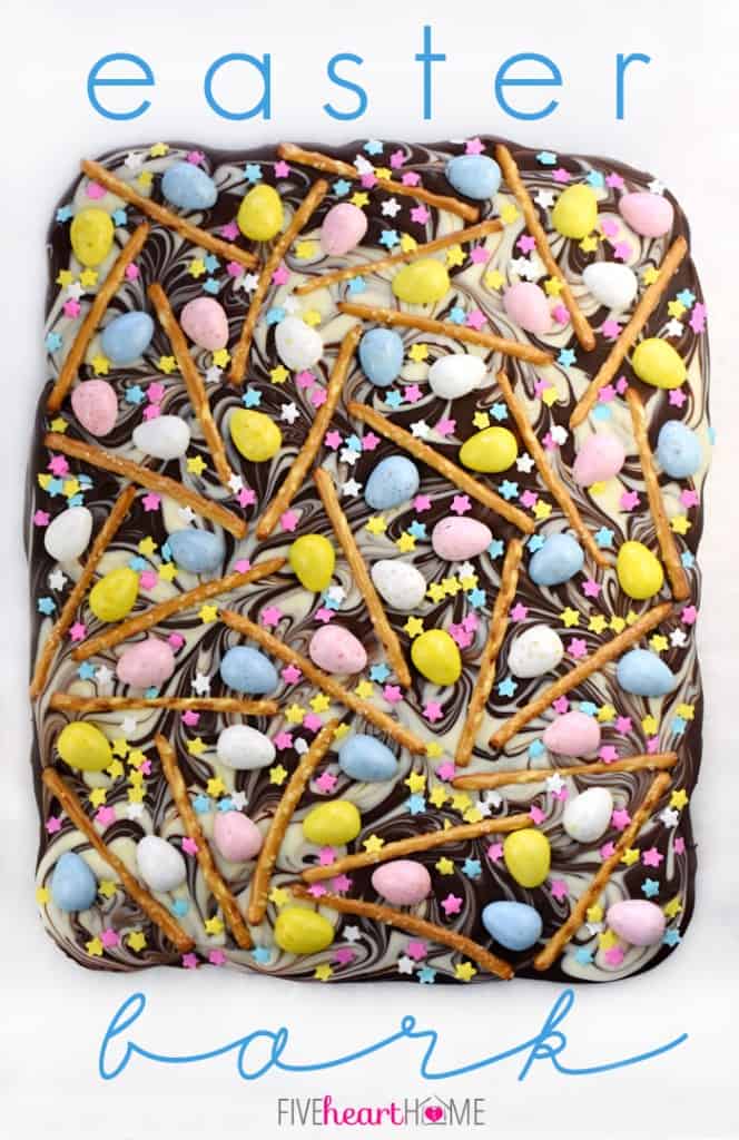 Easter Bark with Chocolate Eggs + Pretzels • FIVEheartHOME