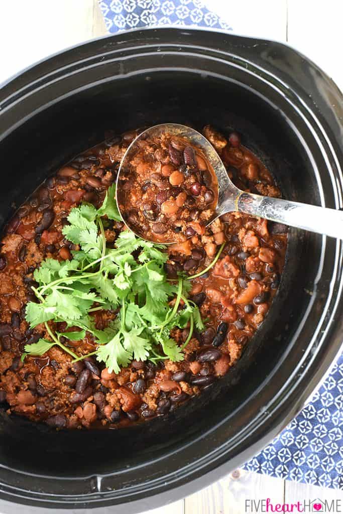 Crockpot 3-Bean Chili with Beef • FIVEheartHOME