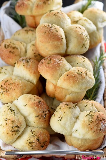 Easy Shortcut Cloverleaf Rolls {w  Garlic + Rosemary} • Fivehearthome