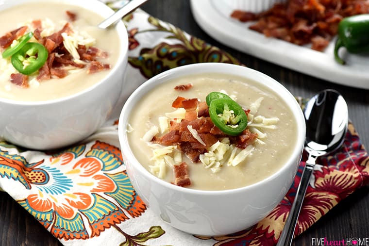 Slow Cooker Cauliflower Soup W Pepper Jack Bacon Fivehearthome