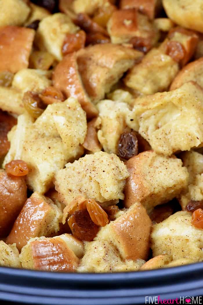 Slow Cooker Eggnog Bread Pudding • FIVEheartHOME