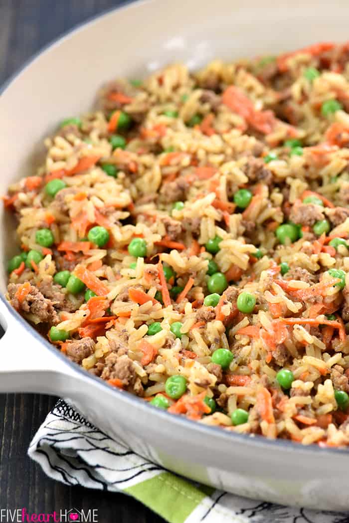 One-Pan Asian Ground Beef and Rice Recipe • FIVEheartHOME