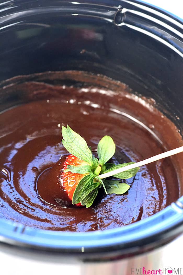 Slow Cooker Chocolate Fondue - Delicious Chocolate Dessert