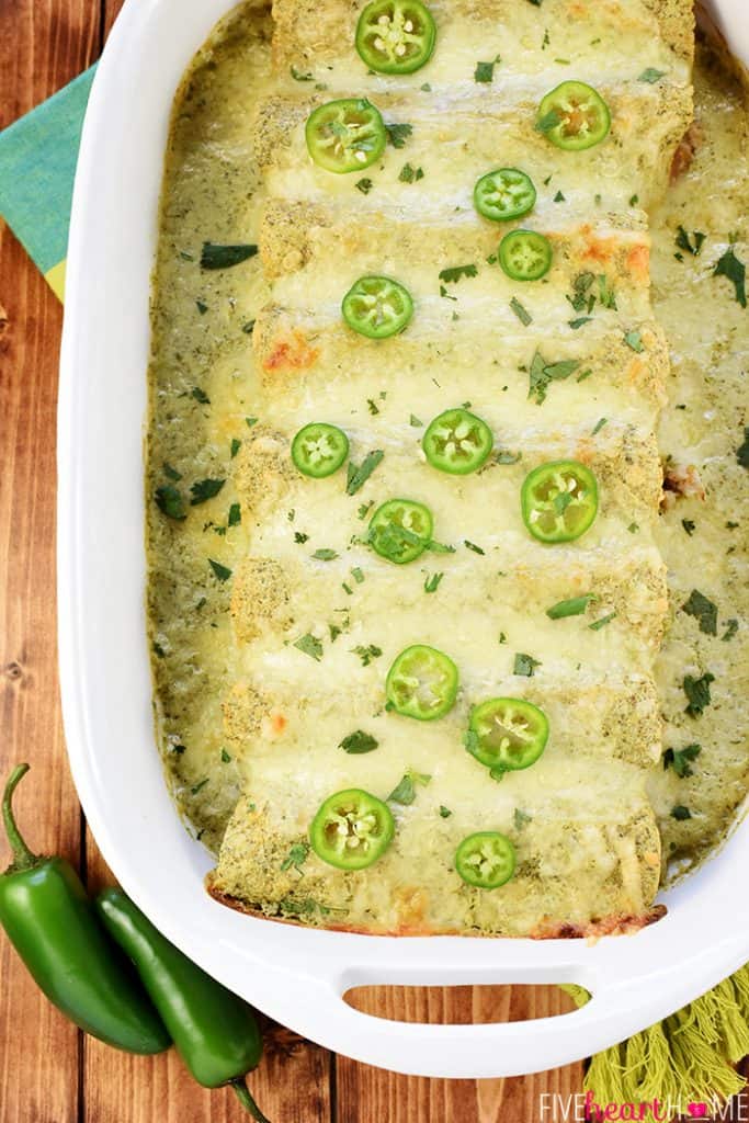 Creamy Jalapeño Chicken Enchiladas • FIVEheartHOME