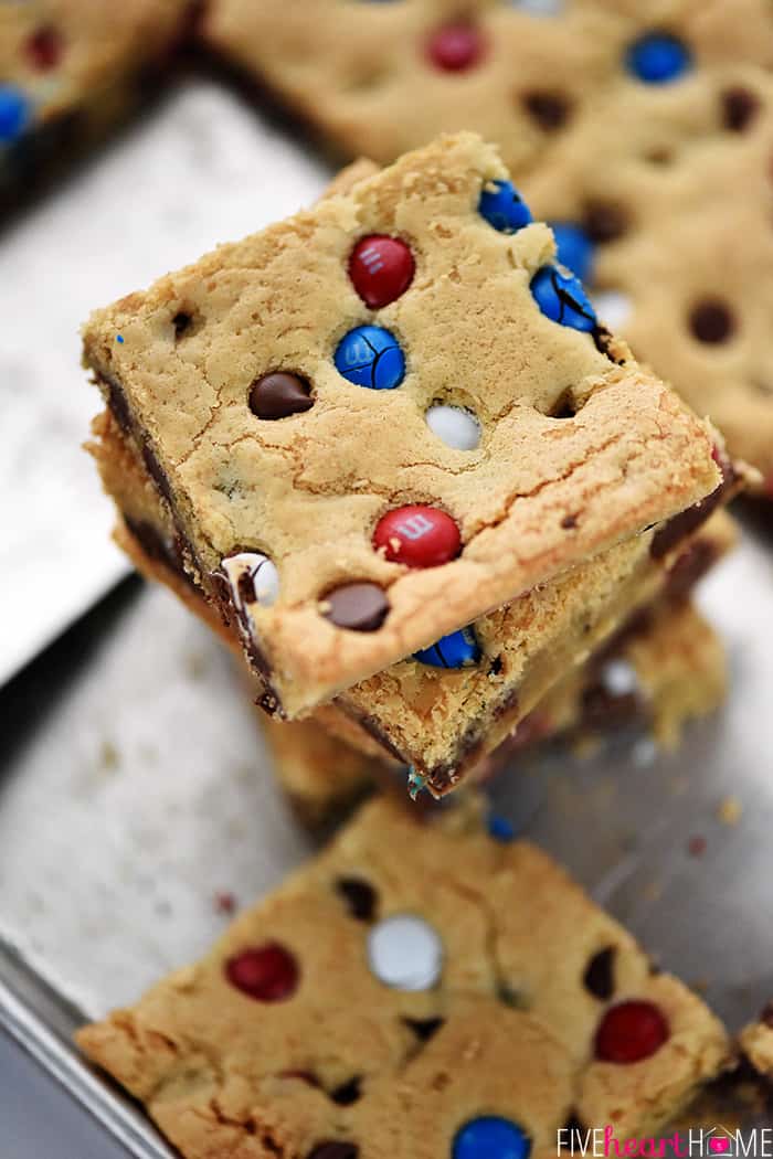 Thick and Chewy M&M's Chocolate Chip Cookie Bars Recipe