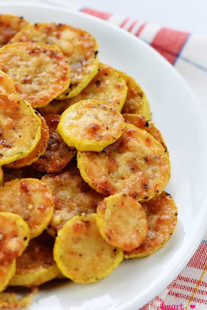 Baked Parmesan Yellow Squash Rounds Summer Squash Chips Side Dish Recipe By Five Heart Home 700pxPlateZoom 