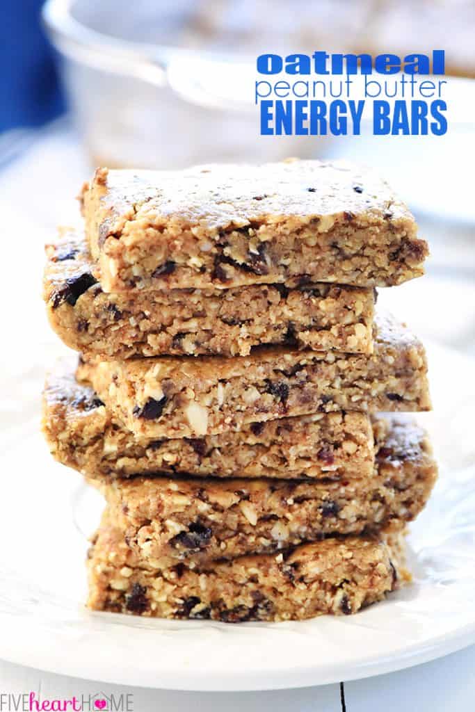 Oatmeal Peanut Butter Energy Bars ~ No Bake • Fivehearthome