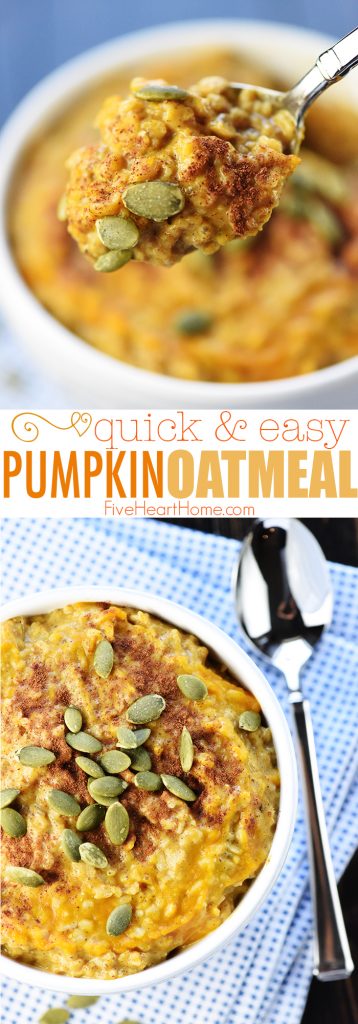 Quick & Easy Pumpkin Oatmeal • FIVEheartHOME