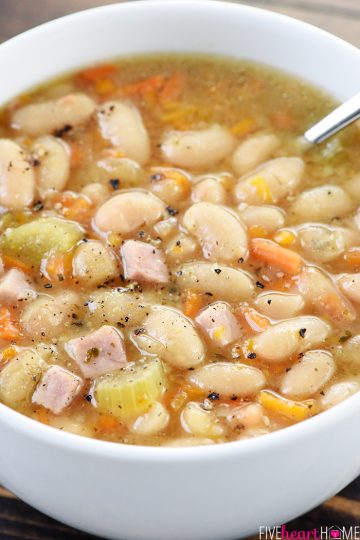 Slow Cooker Ham and Bean Soup (Easy + AMAZING!) • FIVEheartHOME