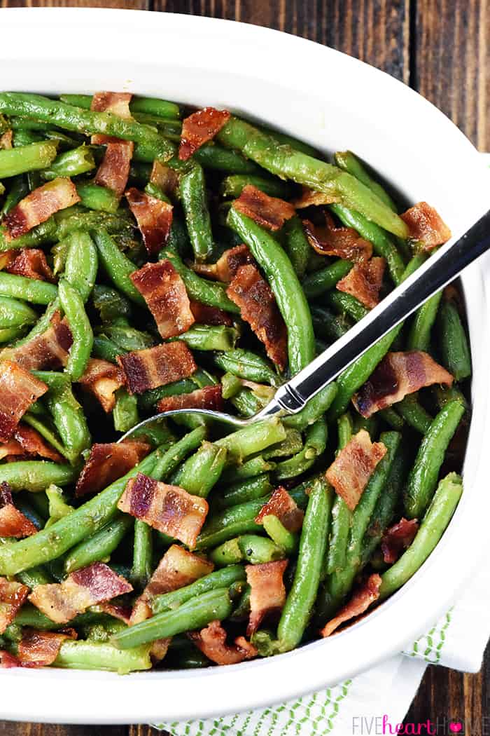 BEST Green Beans with Bacon + Brown Sugar Glaze! • FIVEheartHOME