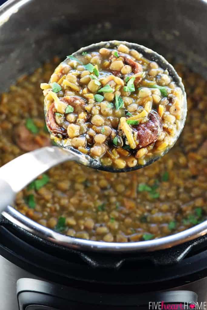 Instant Pot German Lentil Soup • FIVEheartHOME