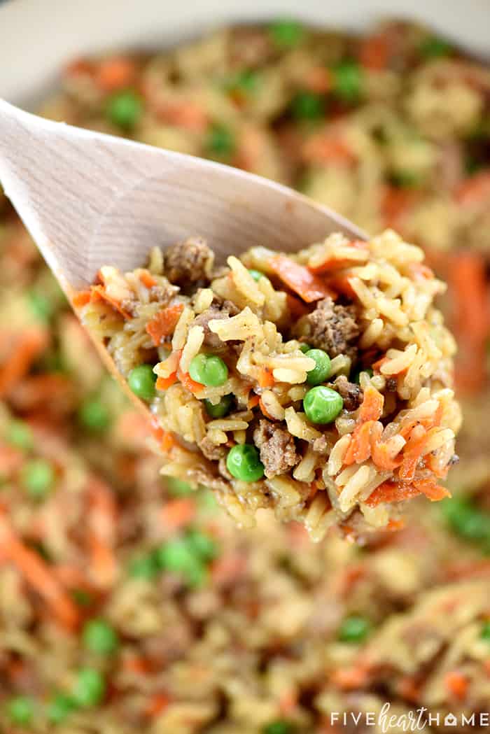 One-Pan Asian Ground Beef and Rice Recipe • FIVEheartHOME
